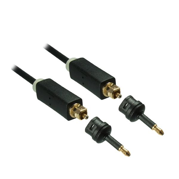 Toslink cable with 2 Mini Toslink adapters 2m