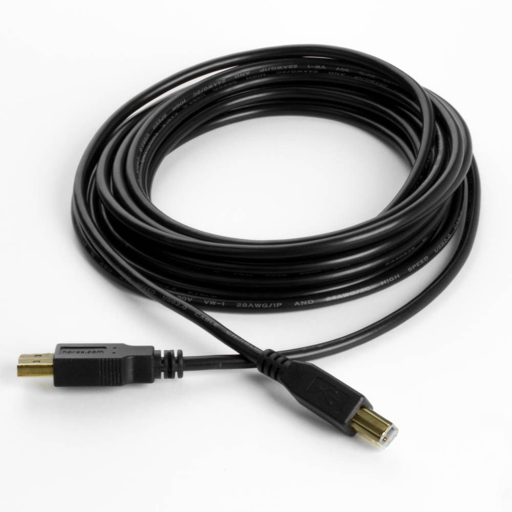 USB cable AB PREMIUM quality, gold plated plugs, black, 5m