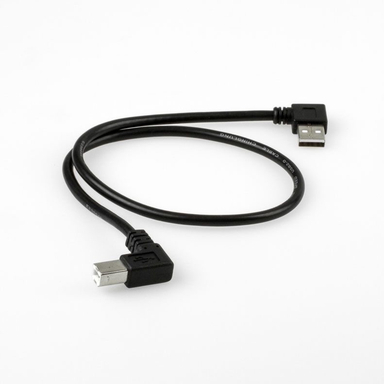 USB 2.0 cable AB, plug A angled LEFT, plug B angled LEFT, 50cm