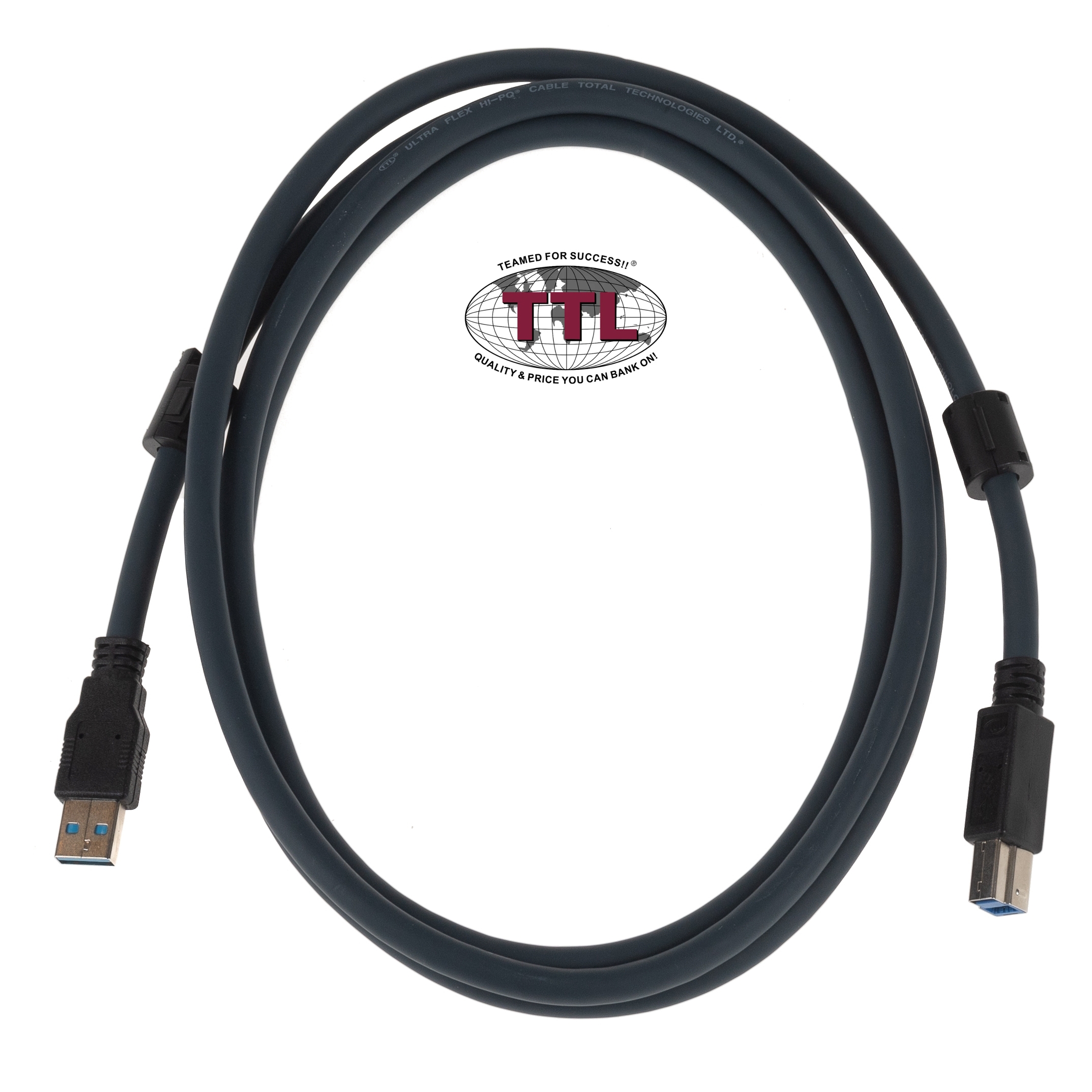 Flexible USB 3.0 cable quality PREMIUM+ with 2 ferrite cores INDUSTRIAL VERSION 3m