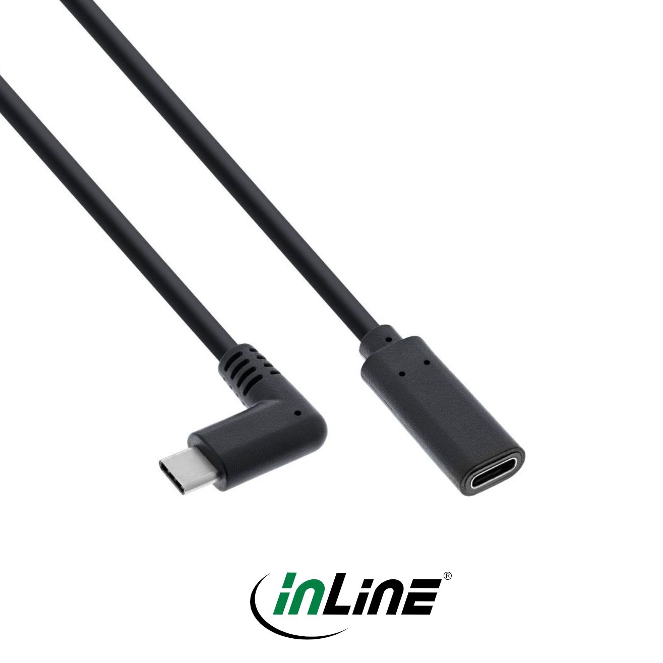 Extension cable USB Type-C™ male angled to C female, 3A, 1m