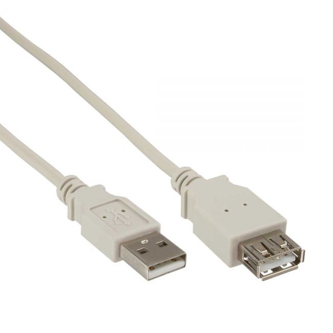 USB extension cable AA male-female 3m grey beige