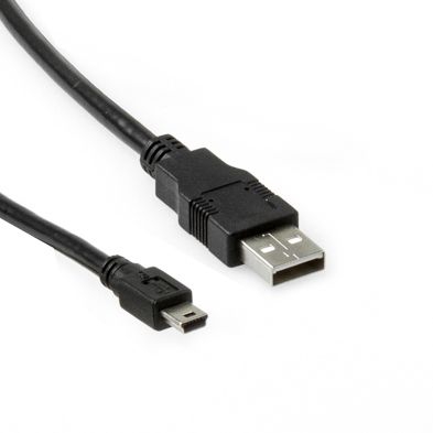 USB cable A to Mini B plug (5 pins) UL2725 cable material 1m