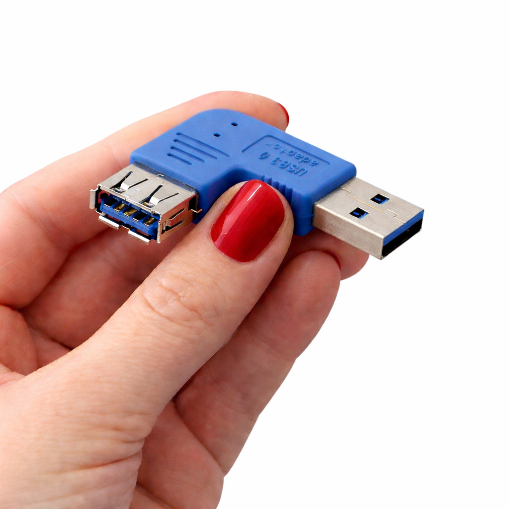 Angled USB adapter A male to A female (for USB 3.0, 2.0 & 1.1)