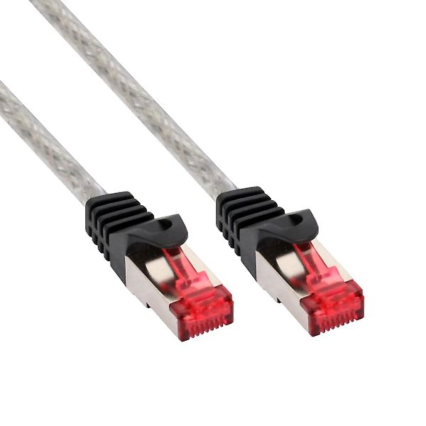 Cat.6 patch cable PREMIUM quality S/FTP (PIMF) silver translucent 25cm