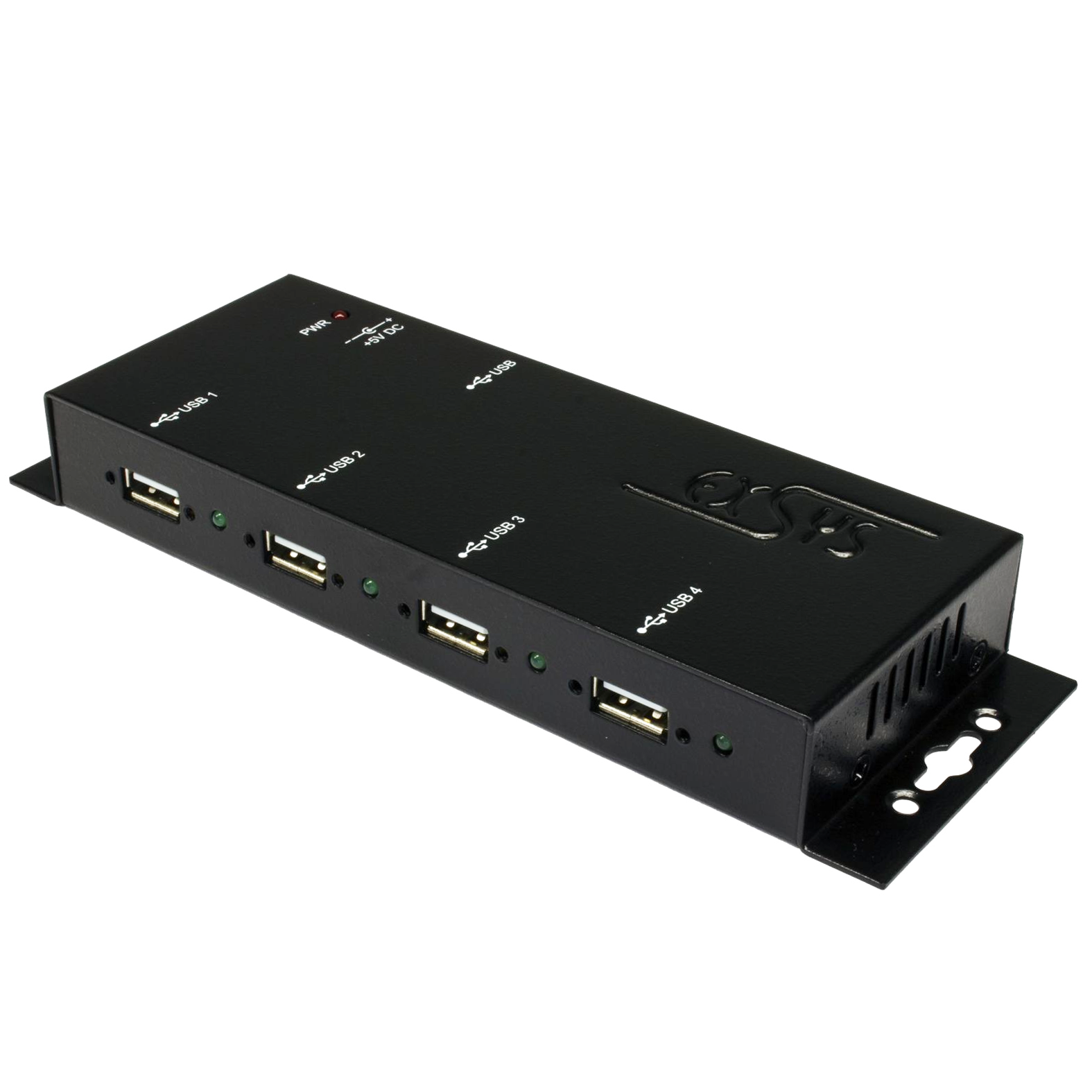 USB 2.0 HUB 4 ports industrial version with metal body, power supply included, EXSYS