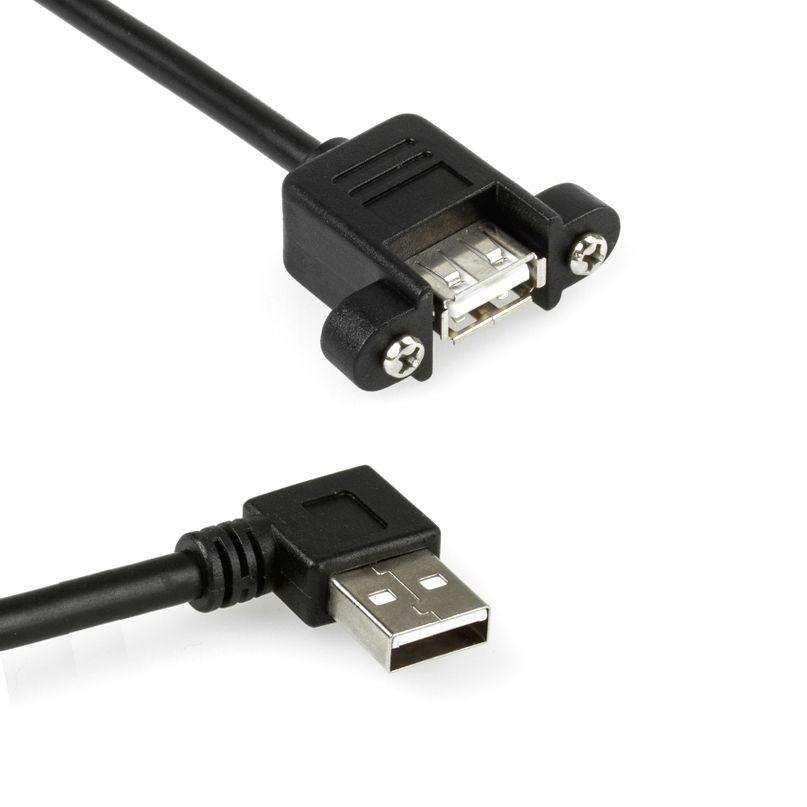 USB Panel Mount Cable Af Am right angled LEFT 20cm