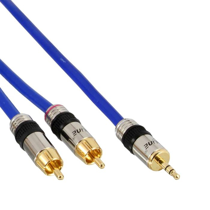 Short audio cable 1x 3.5 audio jack to 2x RCA jack PREMIUM quality 50cm