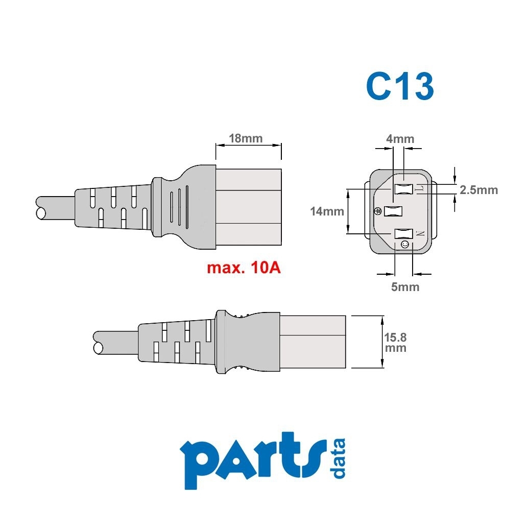 Power cable USA HOSPITAL GRADE to C13, 5m