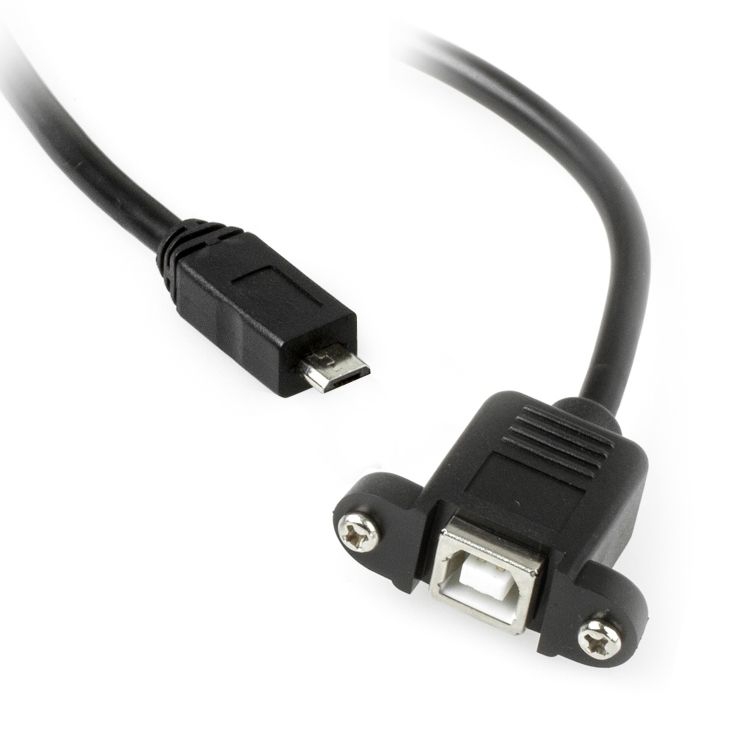 Mountable USB cable B female with 2 screws to MICRO B male 30cm