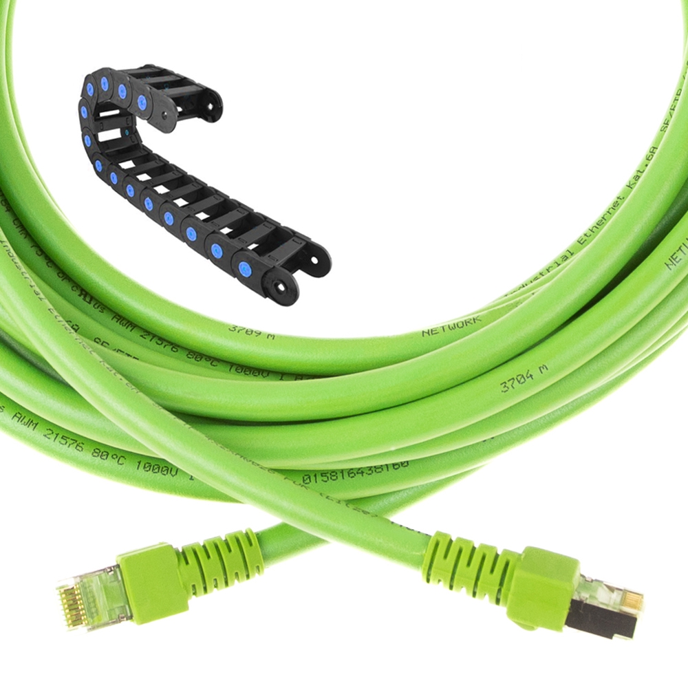 Cat.6A patch cable PUR for industry + drag chains, 15m