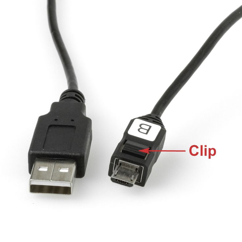 MICRO USB cable - USB A to MICRO B with clip 30cm