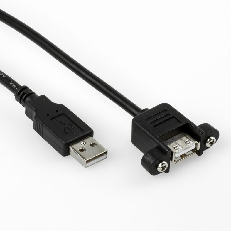 Mountable USB 2.0 cable A female with 2 screws to A male 2m
