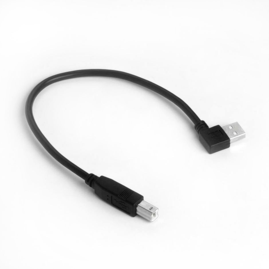 Short USB 2.0 cable AB, plug A angled to the RIGHT, 30cm