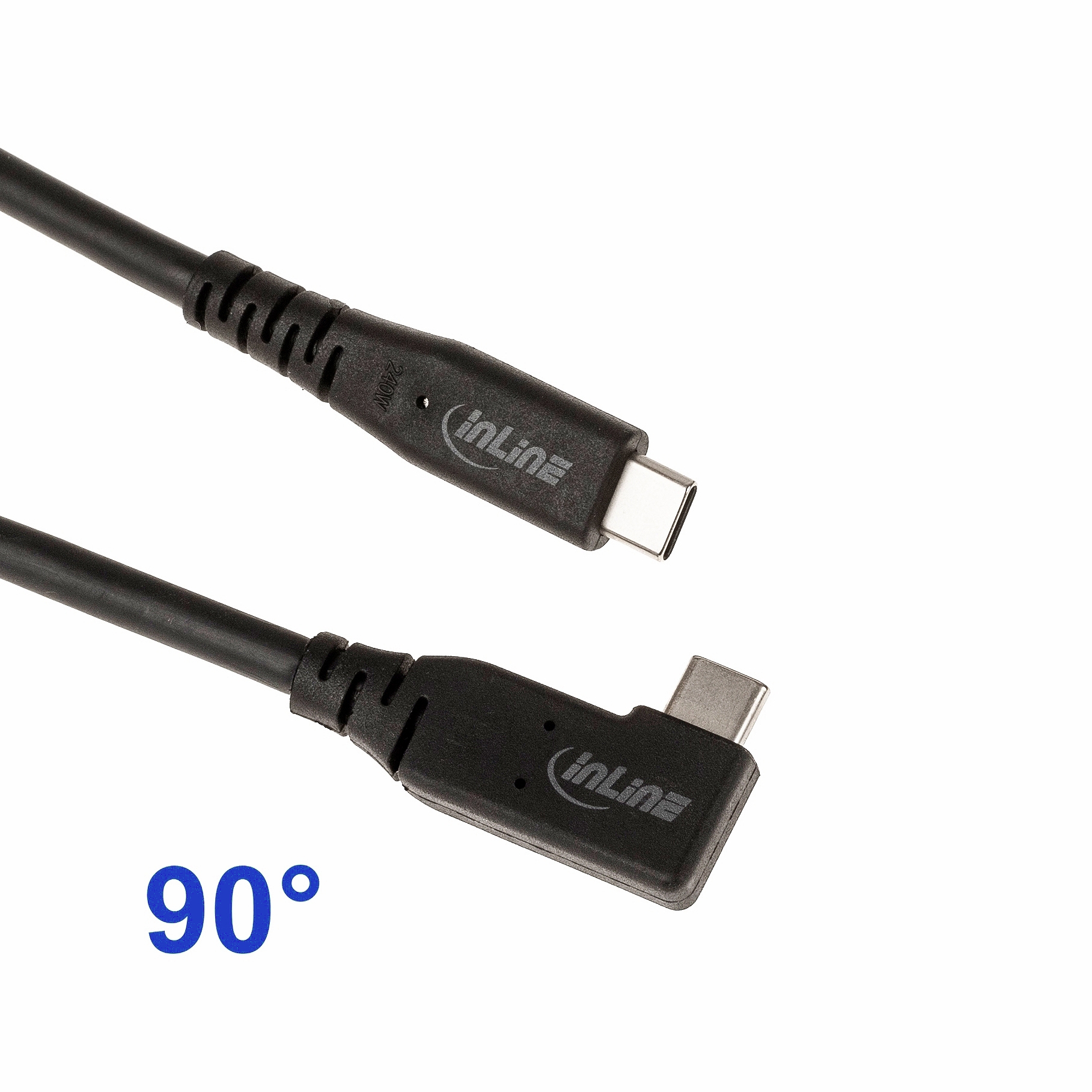 USB 4.0 cable, 2x Type-C™ male, 1x angled, 40 Gbps, 1x angled, 240 watts, 8K, TPE, 1m