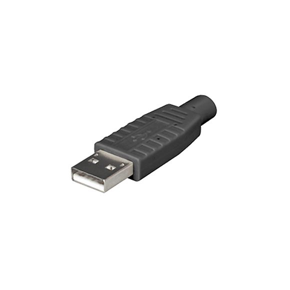 USB 2.0 plug type A with BLACK hood, solder type