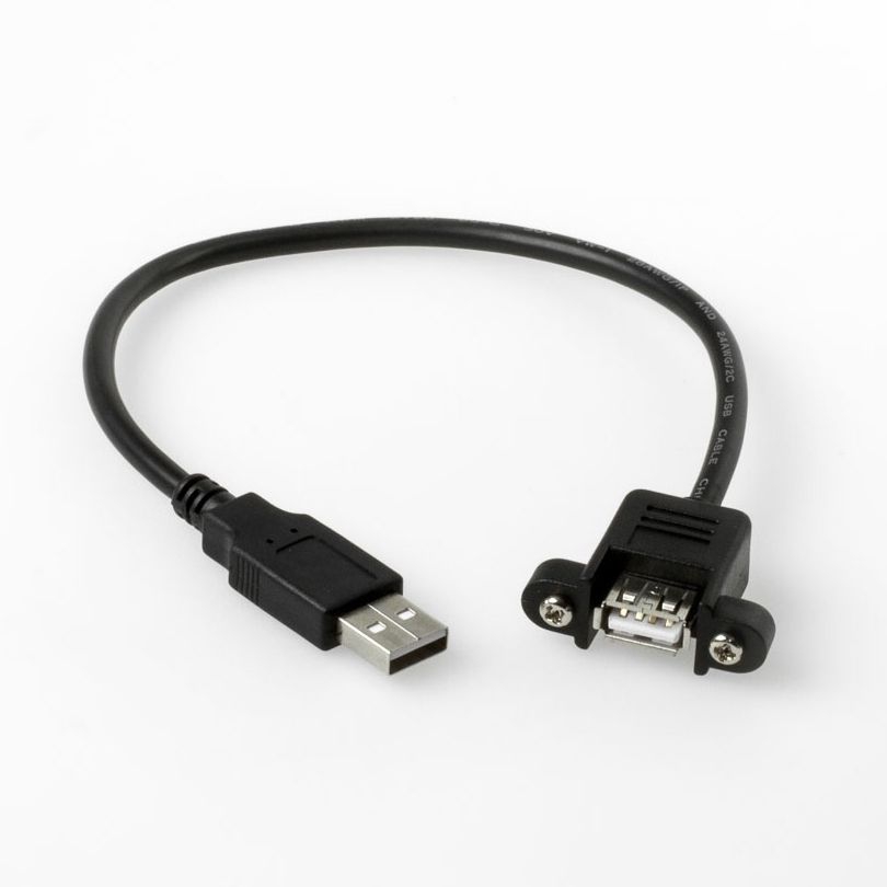 Mountable USB 2.0 cable A female with 2 screws to A male 30cm