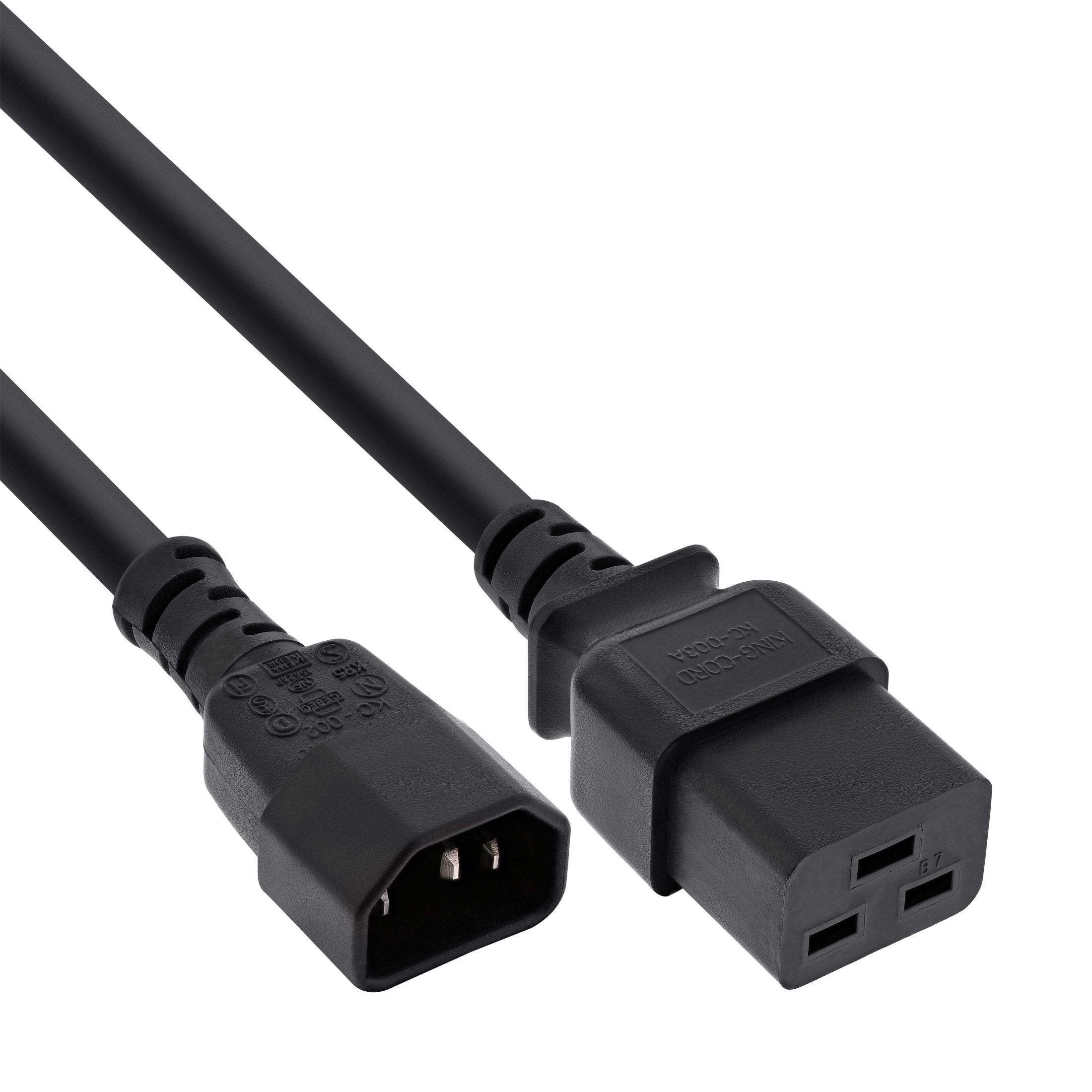 Power adapter cable, IEC-60320 C14 to C19, max. 10A, 0.5m