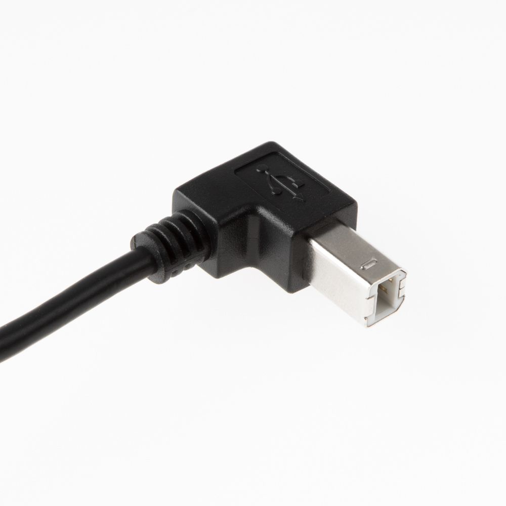 USB 2.0 cable with very small B plug 90° right angled DOWN 50cm