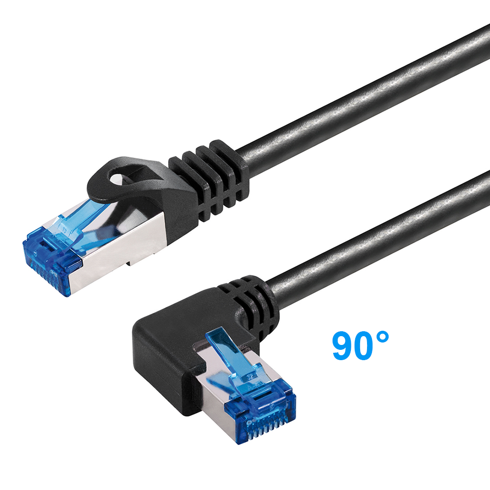 Cat.6A network cable 1x RJ45 angled LEFT, 1m
