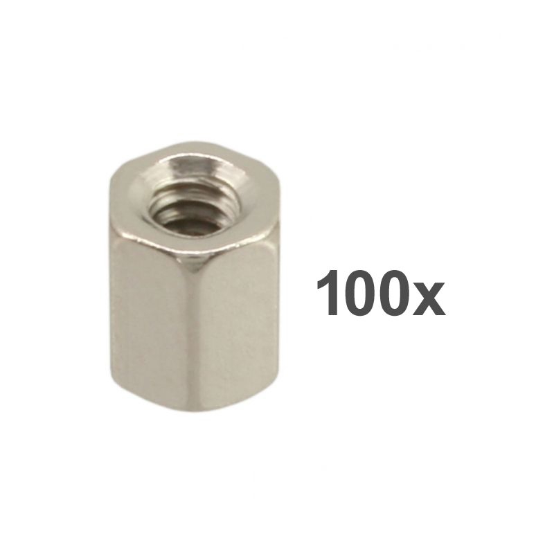 Double screw nut with female thread UNC4-40, 100 pcs