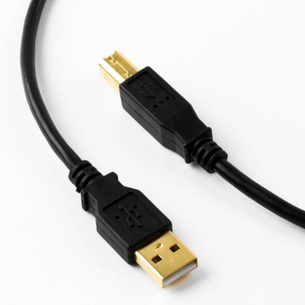 Short USB cable AB PREMIUM quality, gold plated plugs, black, 50cm