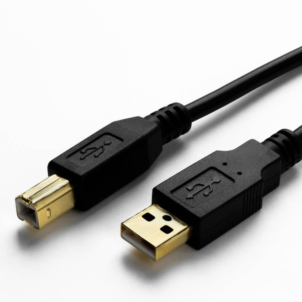 USB cable AB PREMIUM quality, gold plated plugs, black, 3m