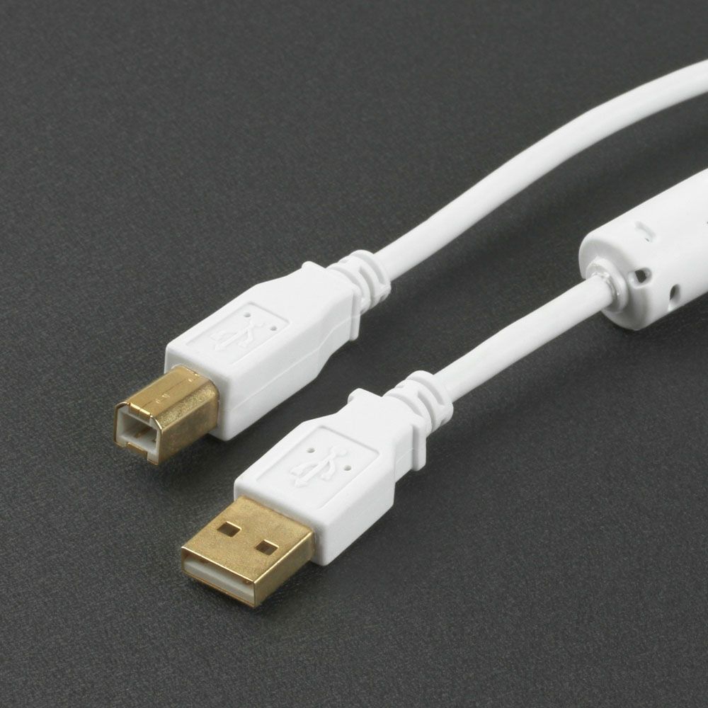 USB 2.0 cable PREMIUM with ferrite core UL white 50cm