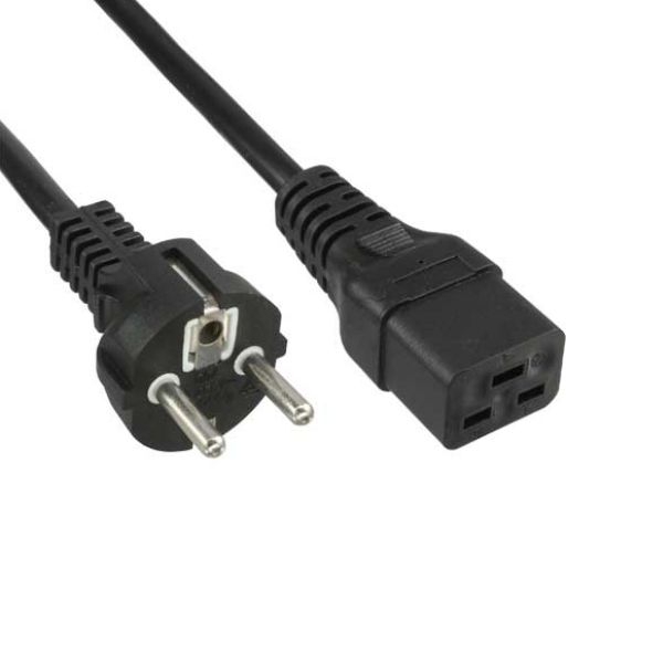 Power cord CEE 7/7 E+F to IEC320 C19 180cm with straight plugs
