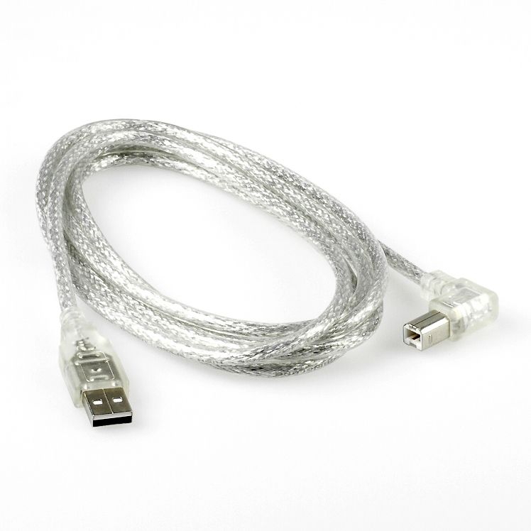 USB 2.0 cable A plug straight B 90° angled RIGHT 2m silver