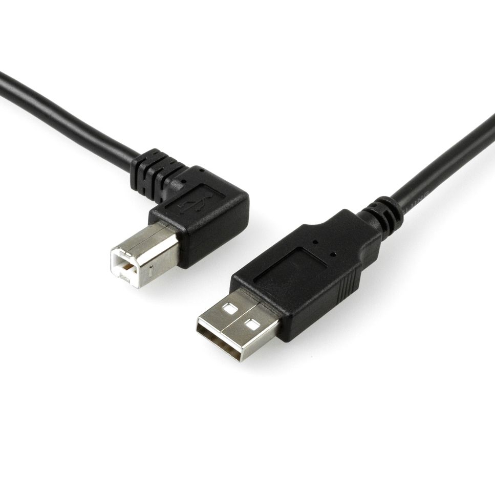USB 2.0 cable A plug straight B 90° angled RIGHT 1m