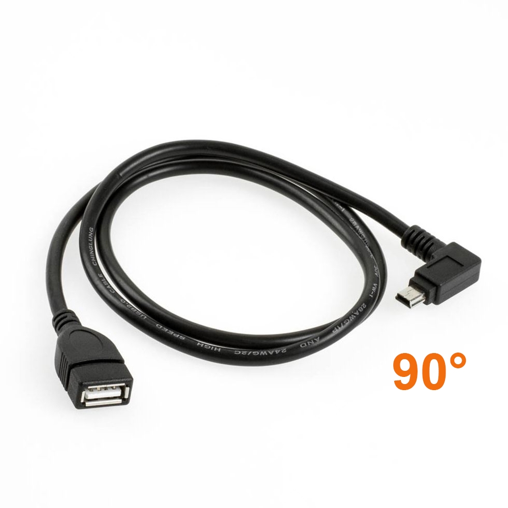 USB extension Mini-B male ANGLE RIGHT to A female, 80cm