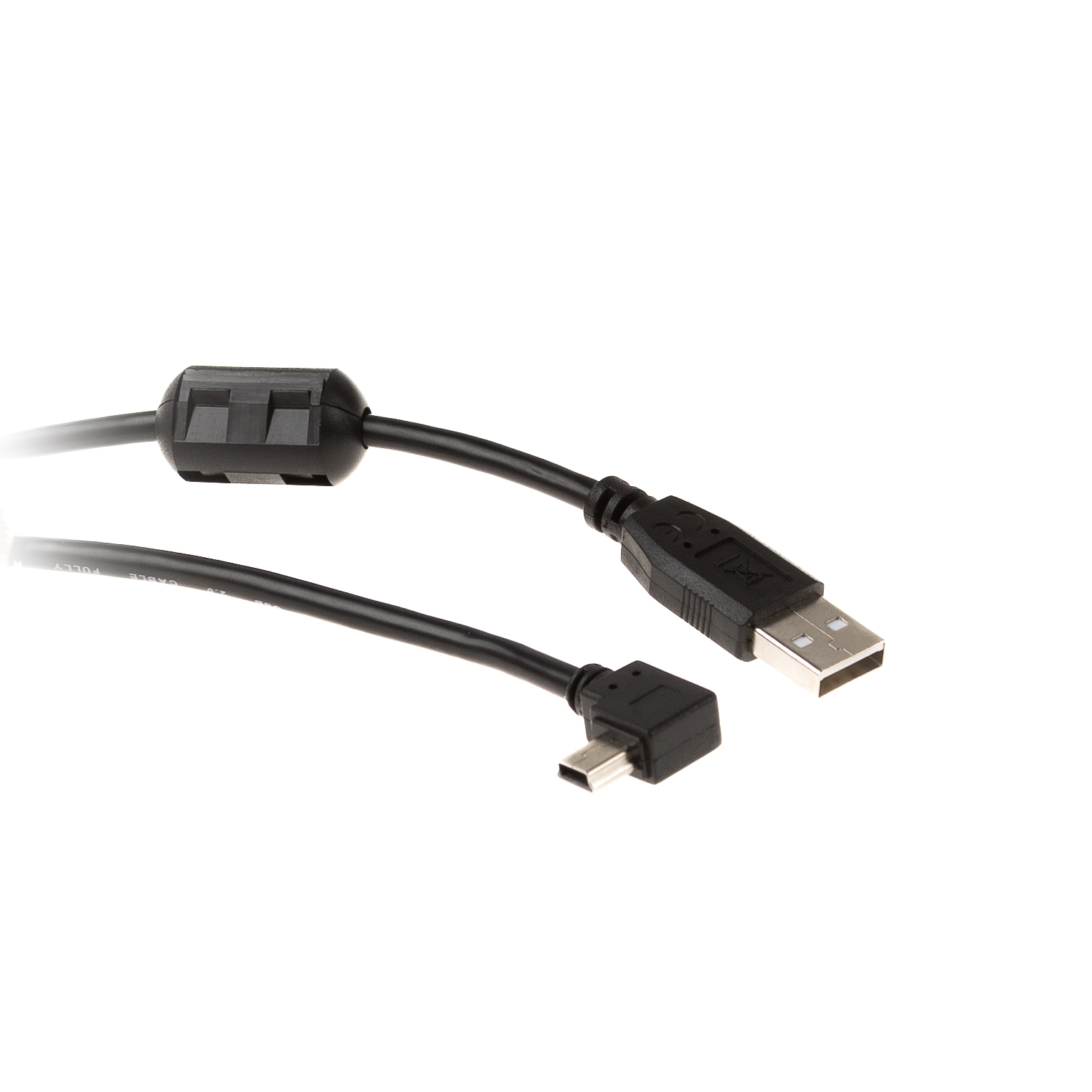 Angled MINI USB cable: USB A to Mini B ANGLED RIGHT 2m with 1 ferrit core