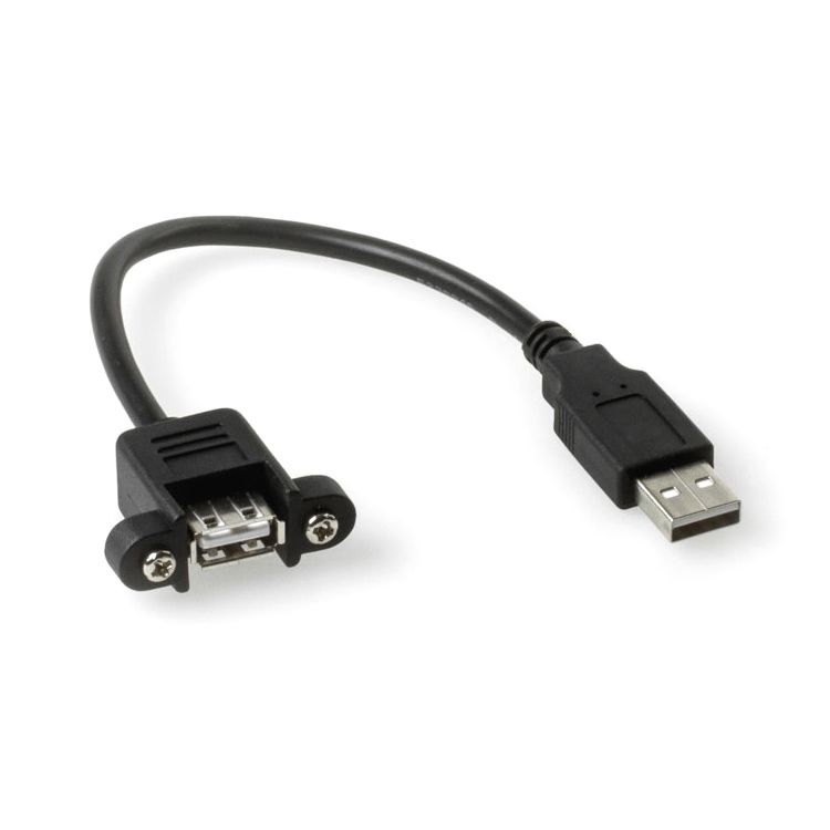 Mountable USB 2.0 cable A female with 2 screws to A male 20cm