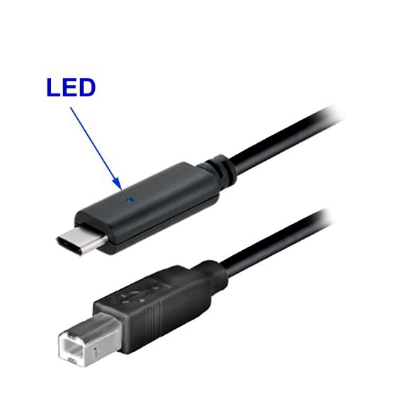 USB cable Type-C™ male with LED to B male 1m