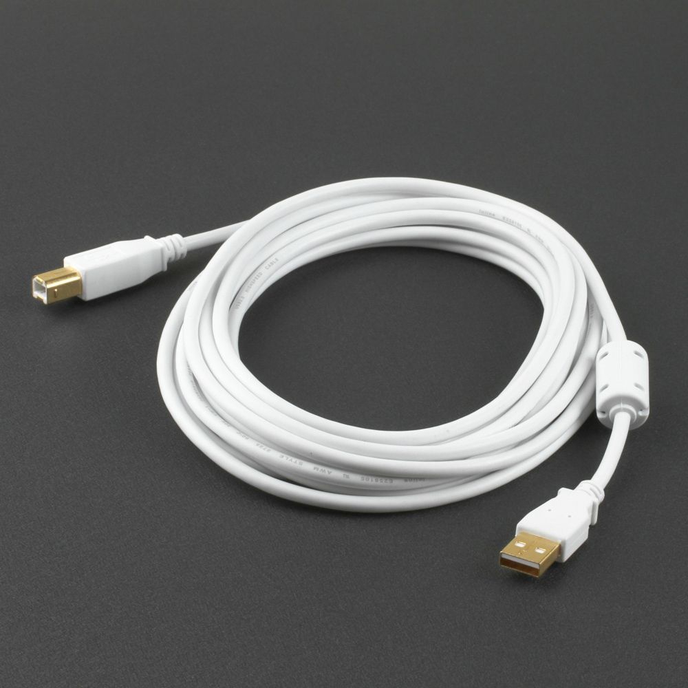 USB 2.0 cable PREMIUM with ferrite core UL white 5m