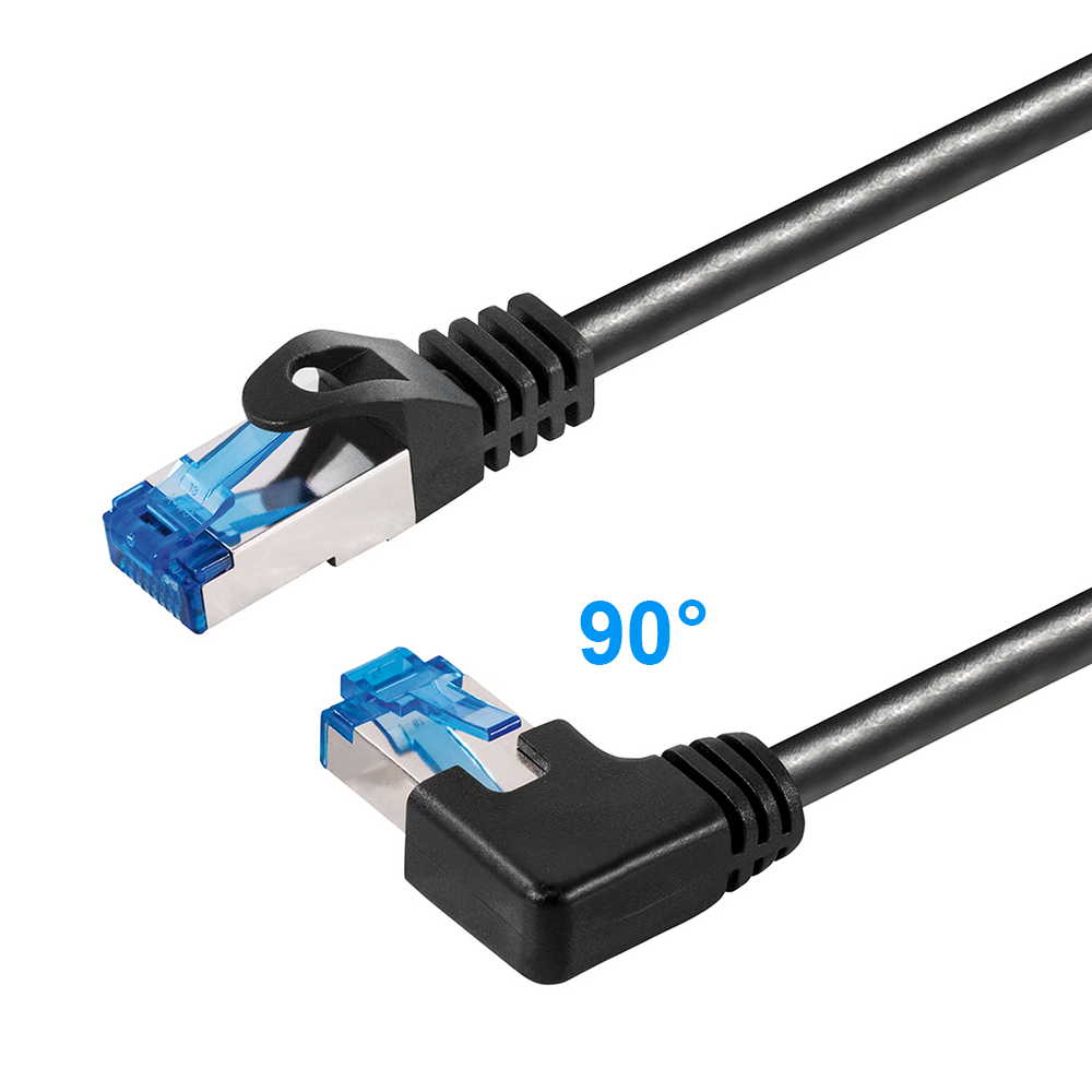 Cat.6A network cable 1x RJ45 angled RIGHT, 1m