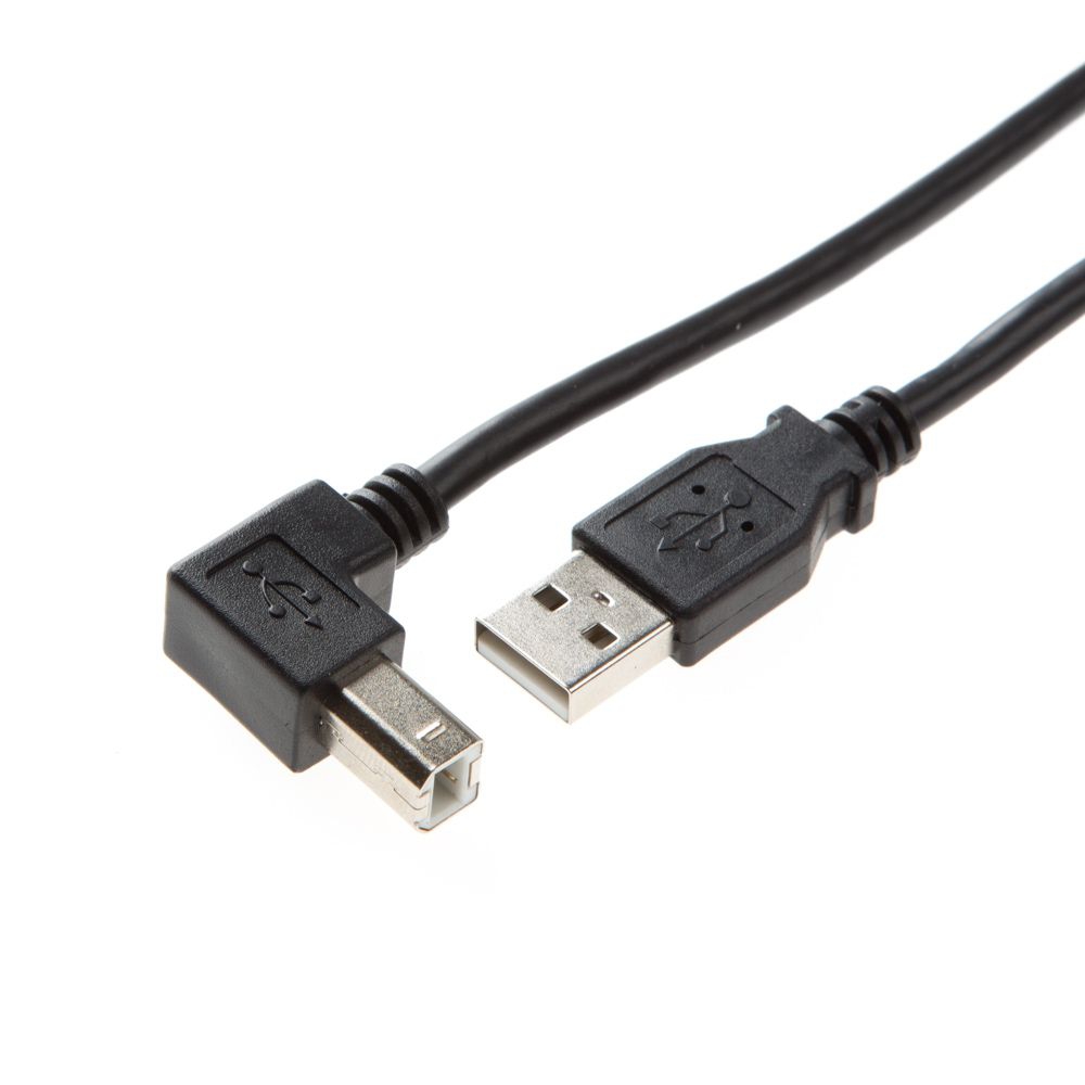 USB cable plug B right angled DOWN 2m