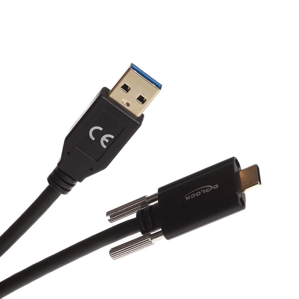 USB 10 Gbps Cable Type-A male to USB Type-C™ male with screws on the sides 1 m