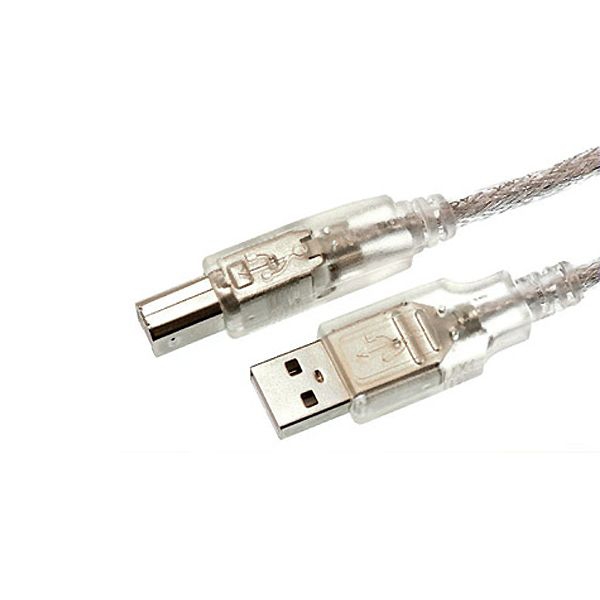 USB 2.0 cable PREMIUM QUALITY A-to-B silver translucent 1m