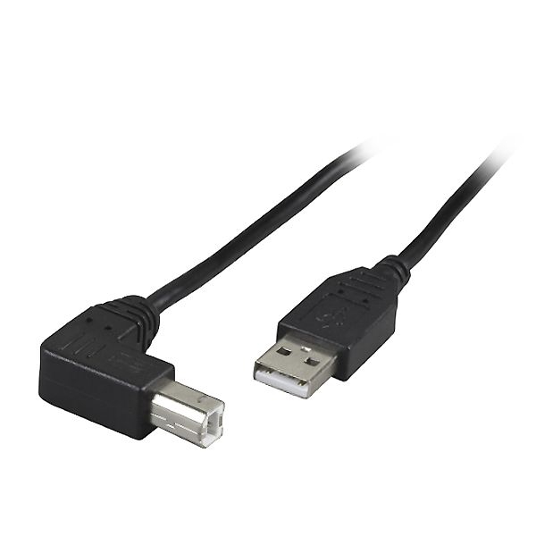 USB cable plug B 90° right angled DOWN 50cm