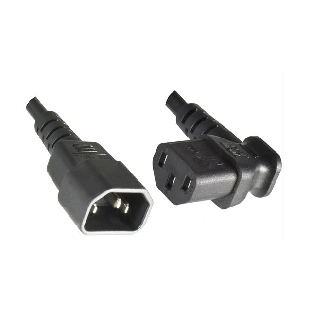 Power cord extension cable C13 angled to C14, 30cm