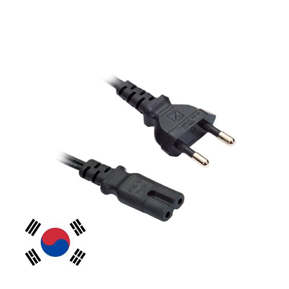 Power cord for Korea with 2 pin Euro 8 plug