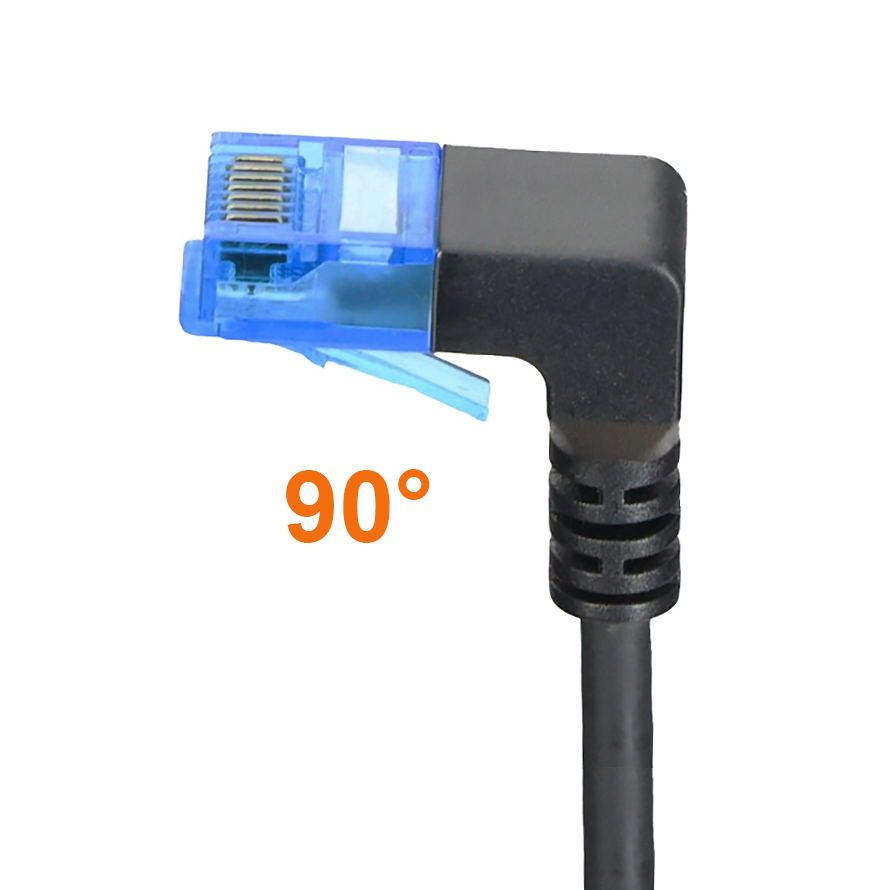 Cat.6A network cable 1x RJ45 angled UP, 1m