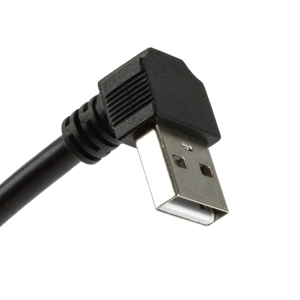 Short USB cable with right angled plug A 90° DOWN to B straight 50cm