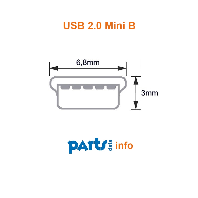 USB 2.0 adapter cable with USB B female to USB Mini B male, 35cm