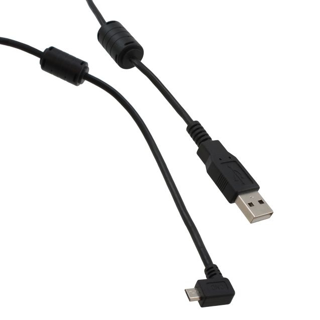 MICRO USB cable: A male to Micro B 90° ANGLED RIGHT 2x ferrite 2m