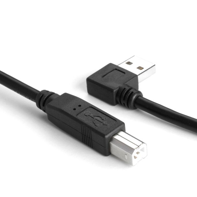 USB 2.0 cable AB, plug A angled to the RIGHT, 3m