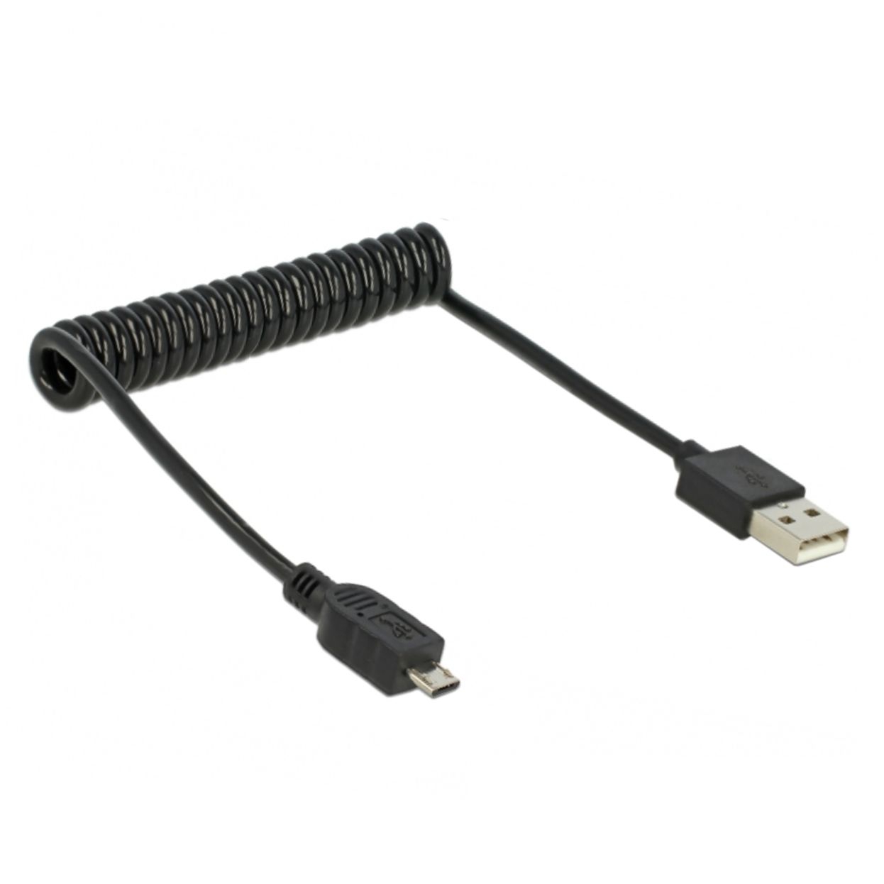 USB spiral connection cable USB A to MICRO B 30cm to 60cm