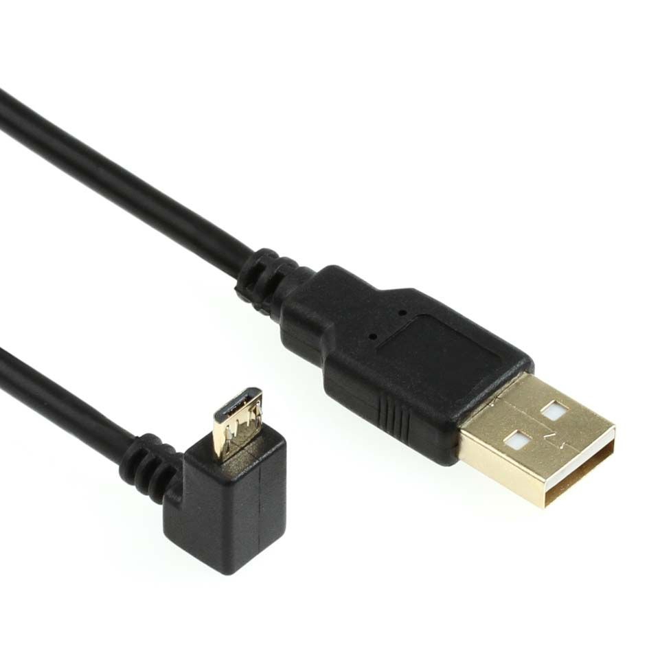 Angled MICRO USB cable: A male to Micro B 90° ANGLED UP 1m